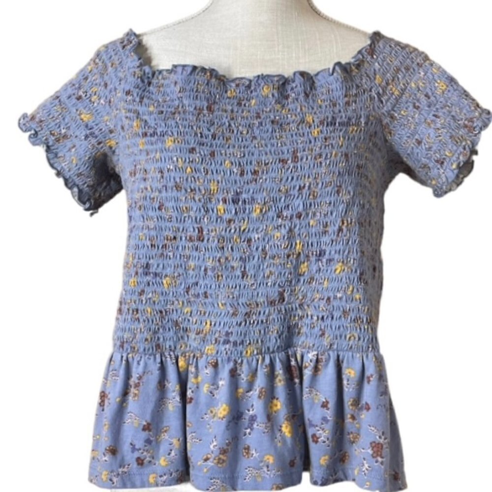 AMERICAN EAGLE Smocked Off the Shoulder Floral Peplum Top - Size XL